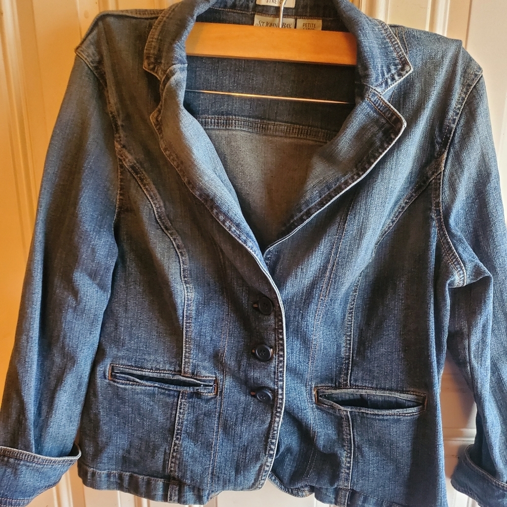 Saint John's Bay Womens Jean Jacket Size Petite Large